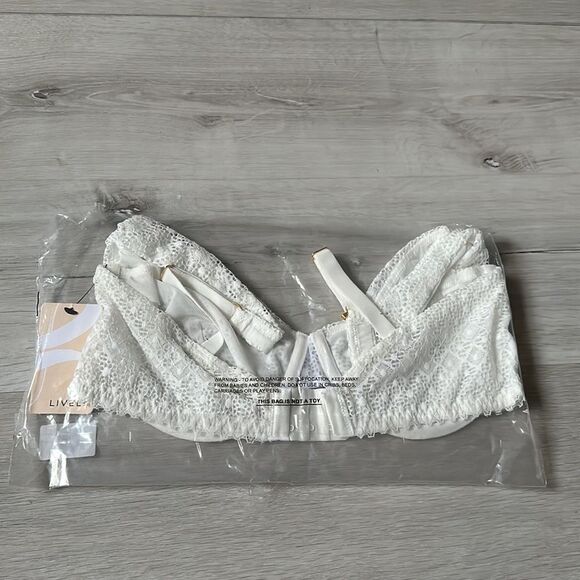 Lively The Crochet Lace‎ Unlined Plunge Bra 36DD Fresh White NWT IN PACKAGING - Picture 7 of 7